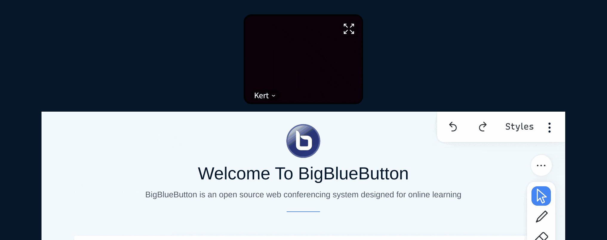 Animation selecting webcam dropdown menu and pin option item