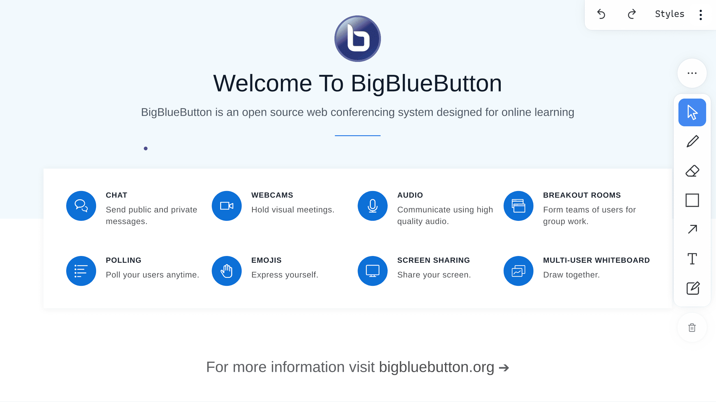 BigBlueButton whiteboard using tldraw
