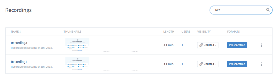 Greenlight Recording Filter and Search